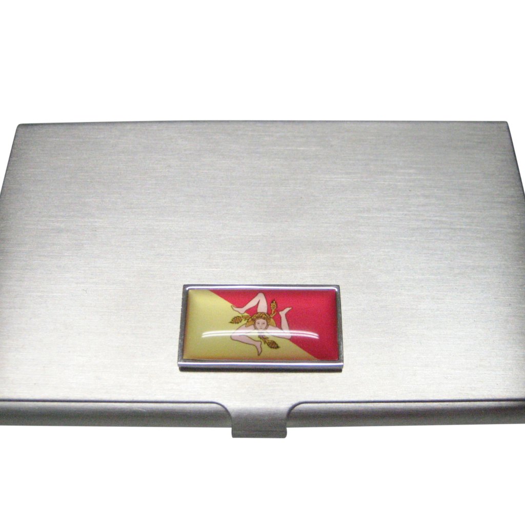 Thin Bordered Sicily Flag Business Card Holder Thin Bordered Sicily Flag Business Card Holder